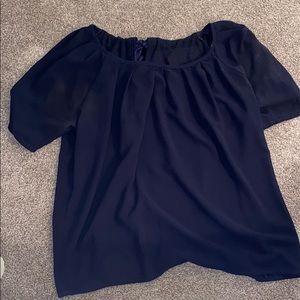 Navy Blue Blouse with Tie in Back